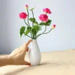 Mini Artificial Fake Lotus Bud with Leaf Fake Flower Wedding Home Decor - Image 7