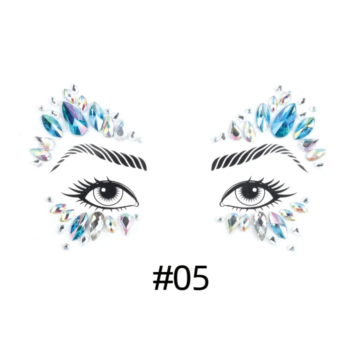 3D Sexy Face Tattoo Stickers Shiny Face Decoration Glitter Fake Tattoo Rhinestones Trendy Acrylic Drill Temporary Tattoo Sticker - Image 7