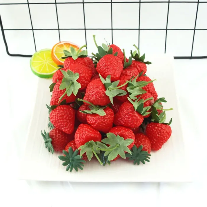 Simulated Strawberry Model Plastic Fake Fruit Decoration Photography Background Props DIY Home Festival Decoration Materials - Image 4