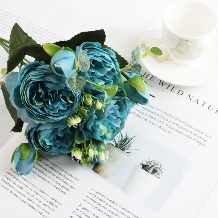 1 Bundle Silk Peony Bouquet Home Decoration Accessories Wedding Party Scrapbook Fake Plants Diy Pompons Artificial Roses Flowers - Image 13