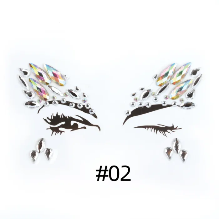 3D Sexy Face Tattoo Stickers Shiny Face Decoration Glitter Fake Tattoo Rhinestones Trendy Acrylic Drill Temporary Tattoo Sticker - Image 11
