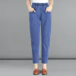 Women Plus Size 4xl Casual Denim Ankle-length Pants Vintage Mom Baggy Vaqueros Elastic High Waist Spring Summer Harem Jeans - Image 7