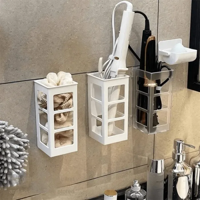 Hair Tool Organizer Wall Mounted Brushes Holder Punch-free Curling Iron Shelf Hair Straightener Storage Rack Bathroom Shelves - Image 1