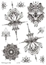 Size:210x150mm Waterproof Haina Tattoo Sticker Mandala Sexy Feather Temporary Tattoo Sticker - Image 8