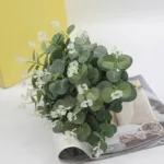 10pcs Eucalyptus Leaves Bunch Branch Artificial Plastic Plants Leaves Green Stems Wedding Faux Fake Flowers Cake DIY Decor - Image 4