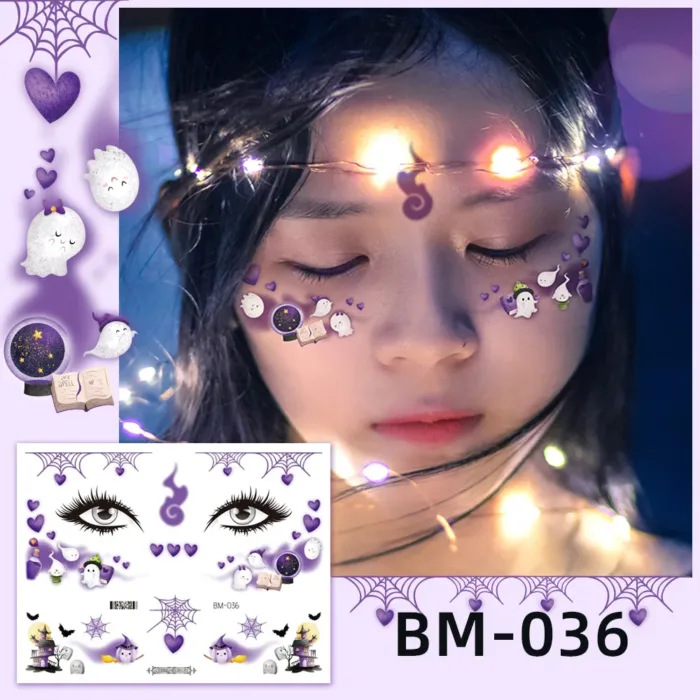 Size:15.8x12cm New Children's Halloween Tattoos Facial Gathering Waterproof Cartoon Temporary Tattoos Sticker - Image 10