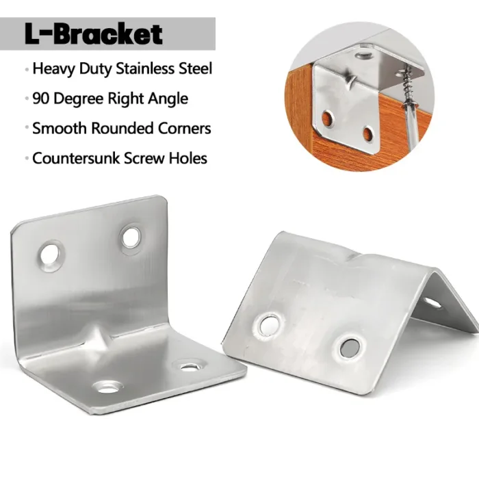 Stainless Steel Corner Bracket 90 Degree Angle Fixed Bracket Fixed Connector for Wood Furniture Fixation Cabinet Accessories - Image 2