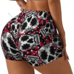 Women's Yoga Shorts Skulls And Pink Flowers Scrunch Booty Butt Lifting Comfort Fitness Gym - Image 13