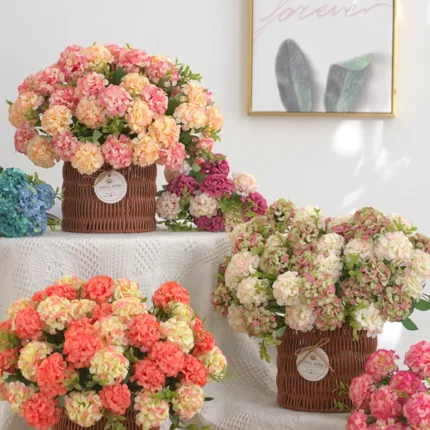 Silk watercolor Hydrangea Simulation flower Home vase Christmas Outdoor Garden Decor Festival Wedding BridalBouquet Diy Gift box