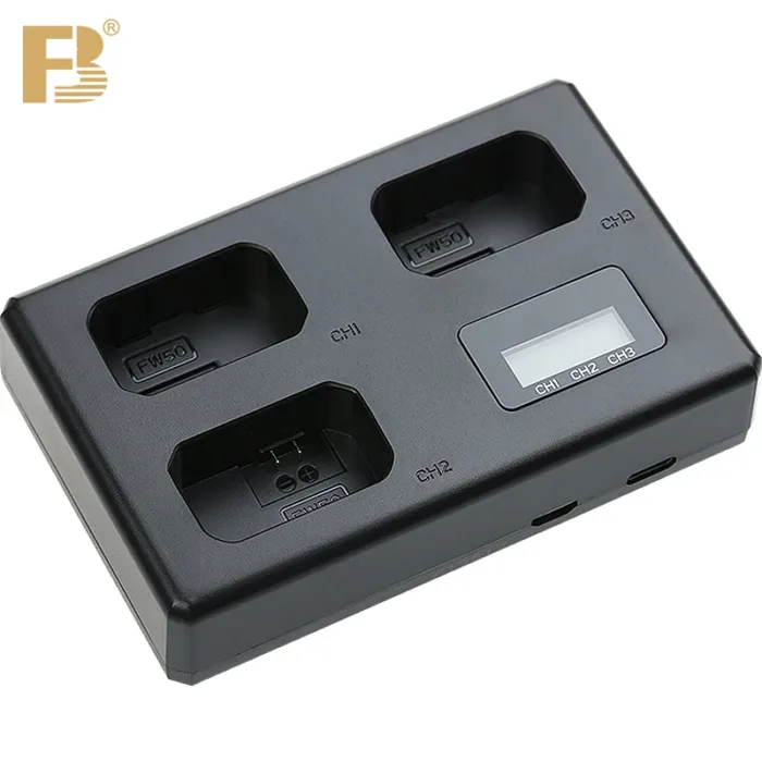 FB NP-FW50 Battery Charger 3 Slots for Sony Camera A6000 A6400 A6300 A6500 A7 A7II A7M2 A7SII A7R A7RII 7SM2 7M2 A33 A35 A37 A55 - Image 3