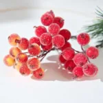 10pcs Mini Apple Fake Fruit glass Berries Artificial pomegranate red cherry Bouquet Stamen Christmas Apple Decorative - Image 2