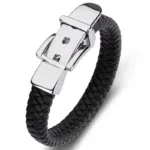 European and American Style Belt Buckle Stainless Steel Trendy Punk Style Men's Bracelet Multicolor Wide Leather Rope Bracelet - Image 15