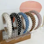 Colorful Full Diamond Popular Rhinestone Hair Accessories Headband For Women Boutique High-end Cotton Crystal Dot Hair Hoops