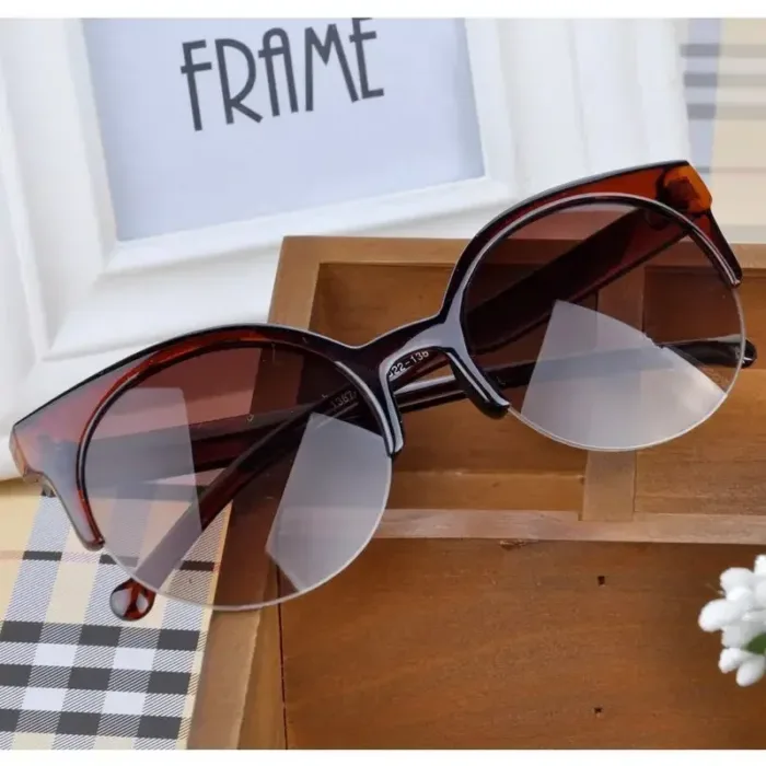 2024 New Vintage Cat Eye Sunglasses Half Frame Sunglasses Women Retro Sun Glasses Anti-UV Sunglasses Female Travel Party Glasses - Image 2