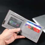 Denim Wallets Purses Men Women Inserts Business Foldable Cowhide Wallet Picture Coin Purse Slim Money Credit ID Cards Holder Bag - Image 4