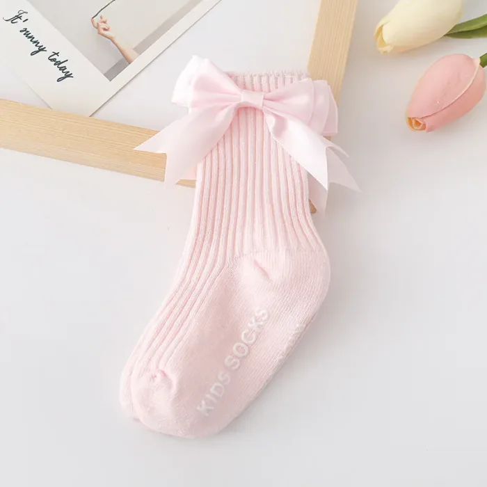 Toddler Socks Baby Accessories Girl Cute Bow Non-slip Floor Socks Children Kids Mid-tube Cotton Socks Infant Newborn Boy Clothes - Image 8