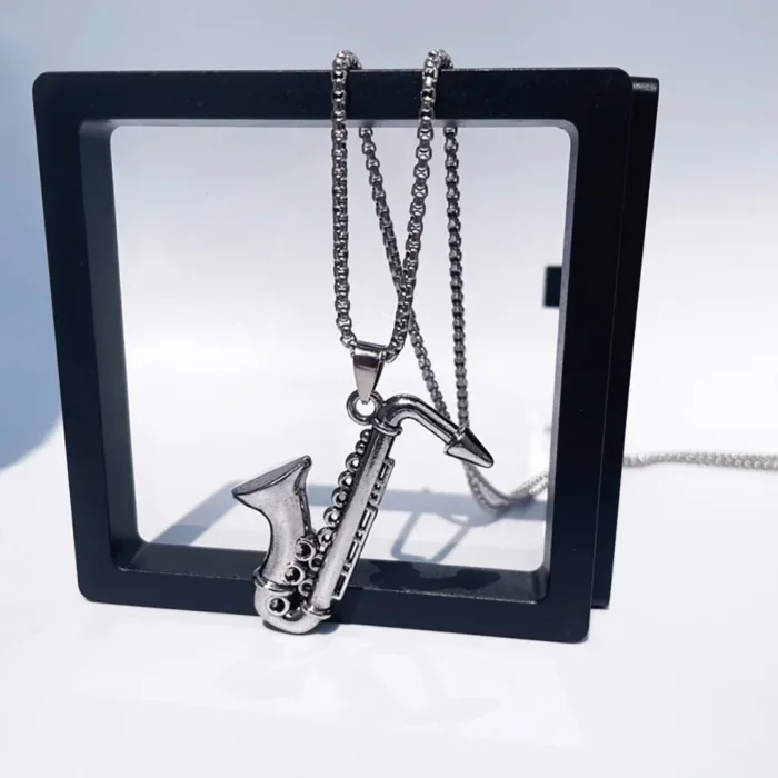 Stainless Steel Saxophone Musical Instrument Pendant Necklace For Men Fashion Personality Punk Hip Hop Rock Jewelry - Image 2