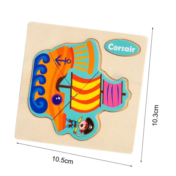 Montessori Wooden 3D Jigsaw Puzzle Cartoon Animals Children Learning Cognition Intelligence Puzzle Game Educational Toy for Kids - Image 5