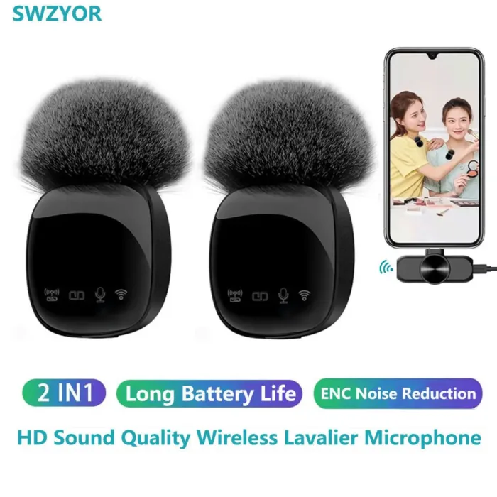 New R8 Wireless Lavalier Microphone Portable Audio Video Recording Mini Mic for iPhone Android Live Broadcast Gaming Phone Mic - Image 1