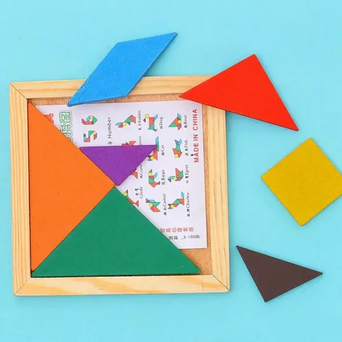 Kids Montessori Wooden Tangram Jigsaw Puzzle Wood Toys Colorful IQ Game Brain Teaser Intelligent Educational Toys for Childre - Image 3