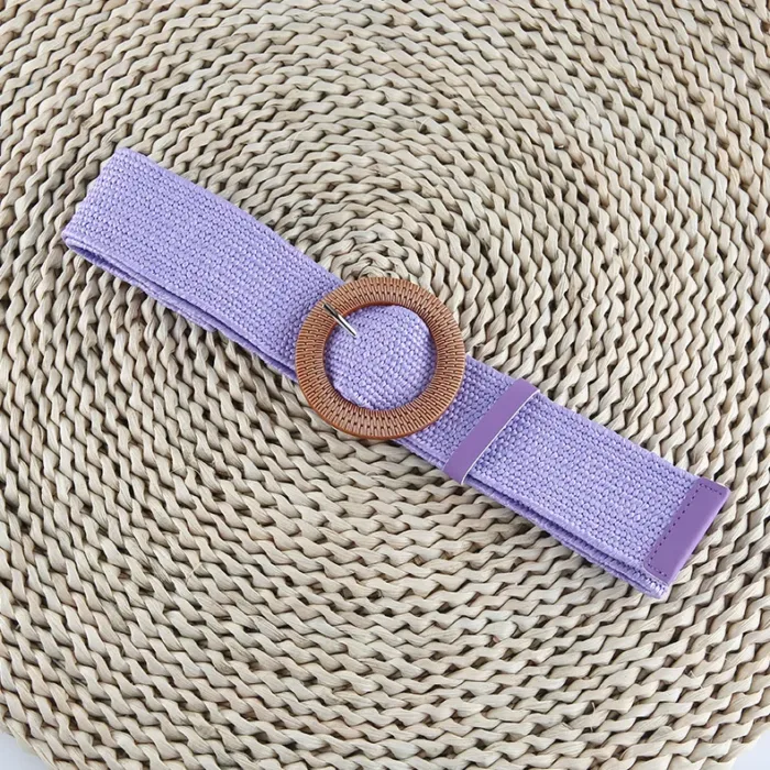 Vintage Bohemian Square Buckle Elastic Braided Belts Women Summer Wild Linen Weave Fake Straw Waist Belt Dress Shirt Decoration - Image 7