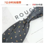 2024 New Korean 7cm Luxury Casual Neckties For Men Navy Brown Green Striped Neck Ties Formal Dress Suit Cravat Flower Red Tie - Image 15