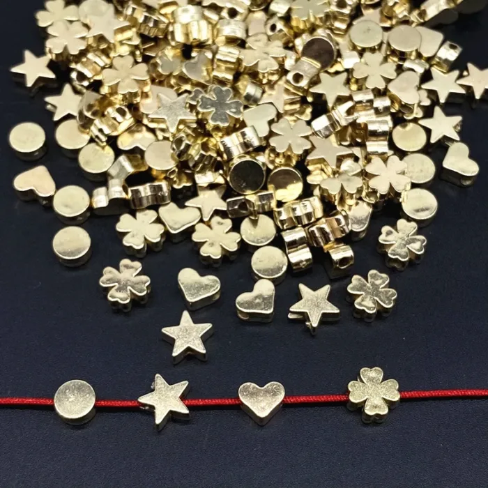 50Pcs/lot about 8mm Star Love Heart Gold Color Loose Spacer CCB Acrylic Beads DIY Jewelry Making Findings Charm - Image 1