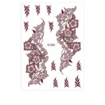 Red Lace Henna Tattoo Sexy Maroon Tattoo Stickers Waterproof India Mehndi Design Temporary Tattoos Finger Hand Tattoo for Women - Image 8
