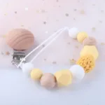 Silicone Dummy Clips Baby Pacifier Leashes & Cases  Infant Teething Toys Beech Cartoon Wooden Chewable Toy Newborn Shower Gifts - Image 8