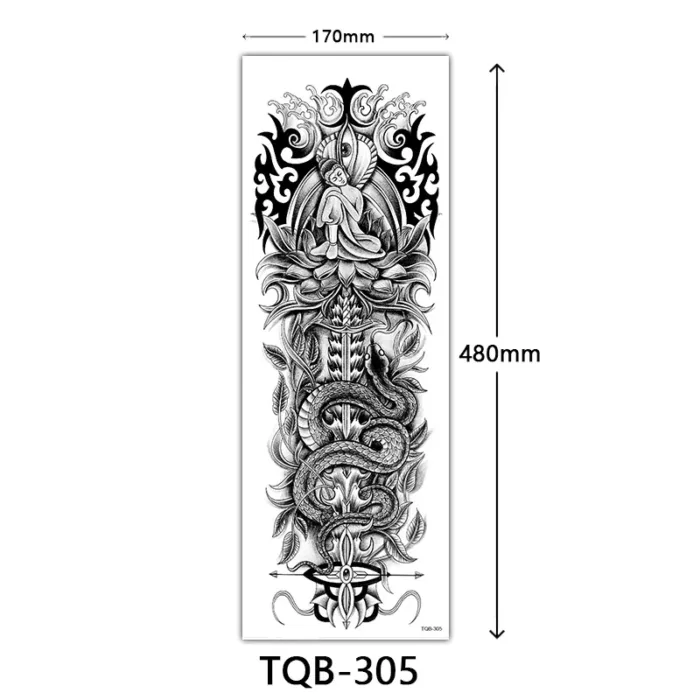 Body Art Full Fake Tatoo Tiger Wolf Flowers Rose Large Arm Tattoo Sticker Full Sleeve Waterproof Semi Permanent Tattoo Women Man - Image 21