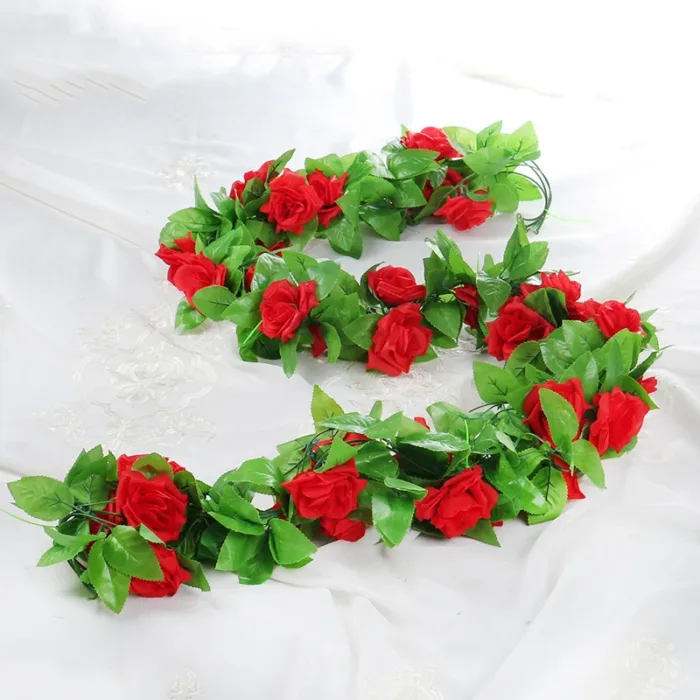 220cm 9-Head Simulated Rose Vine Bright Colors And Vivid Hues Room Decoration Red Yellow White Purple Champagne Rose Rattan - Image 2