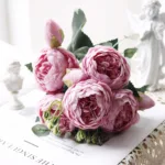 30cm Rose White Peony Artificial Flowers Bouquet 5 Big Head and 4 Bud Cheap Fake Flowers for Home Wedding Decoration Indoor - Image 5