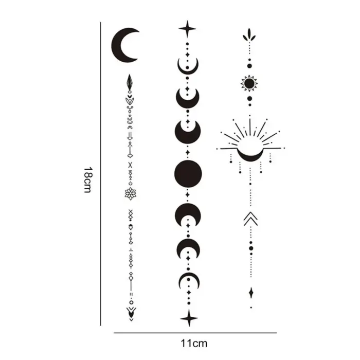 Adhesive Tattoo Waterproof Moon Pattern Temporary Tattoo with Plant-based Adhesive Long-lasting Body Art Fake Tattoos for Easy - Image 4