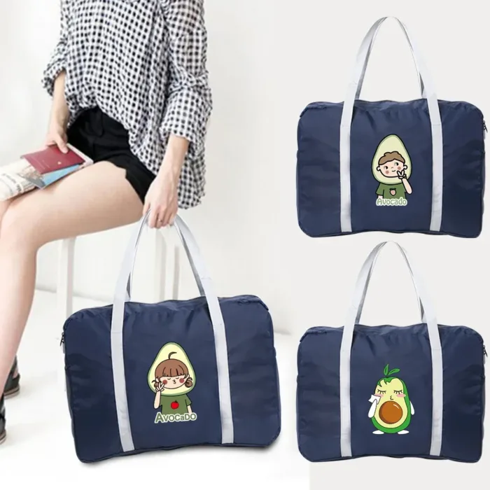 Boston Bags Travel Luggage Bag Foldable Travel Bags Nylon Pack WaterProof Storage Clothes Pack Organizer Avocado Printing Series - Image 1