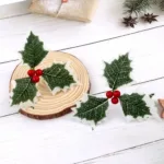 Artificial Holly Berries Green Leaves For DIY Christmas Wreath Wedding Flower Home Wedding Party Decoration Fake Berries - Image 6