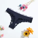 Thong Cotton Sexy Ladies Panties Women's Underwear Low Waist Solid Color Shorts Black Invisible Lace T-st - Image 14