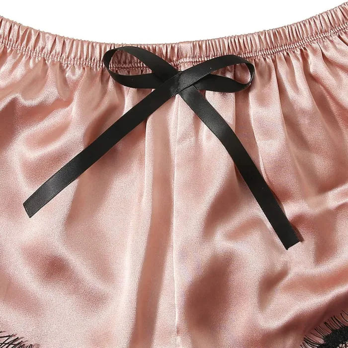 European and American women's pajamas underwear 4-piece set Lei suspender pajamas women's summer set nightgown nightgown - Image 6