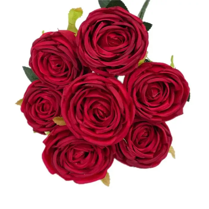 1PC A Bunch Of 7 Forks Silk Flower Emperor Concubine Rose Simulation Flower Home Living Room Wedding Decoration Roses - Image 2