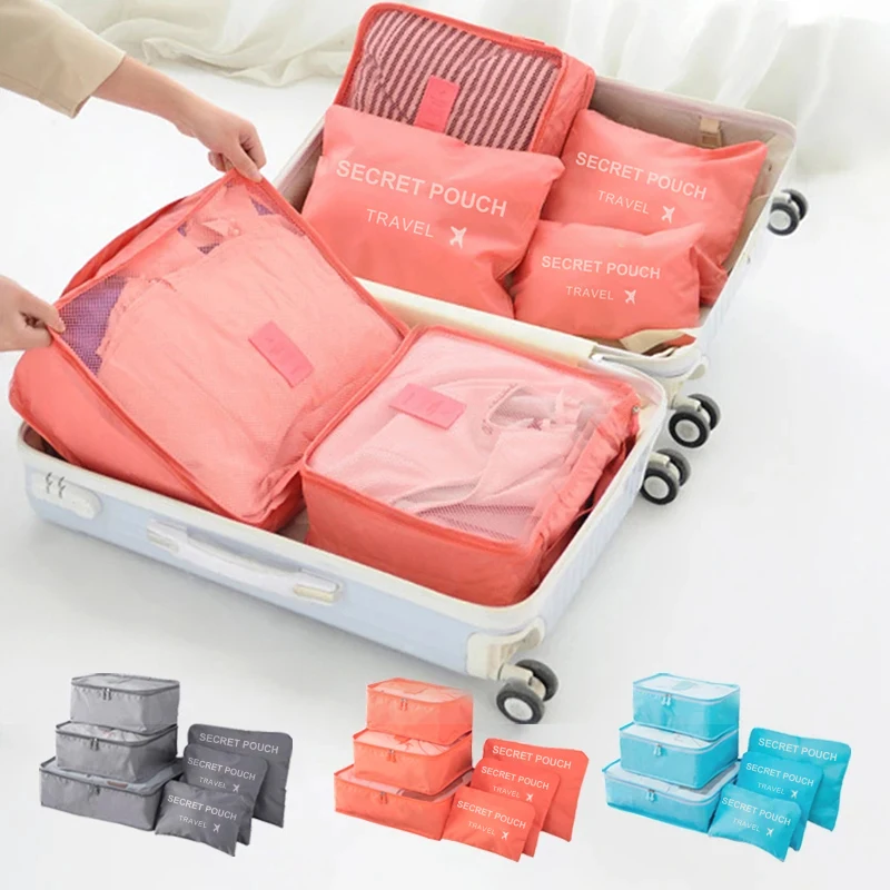S13e01e0d789846ef99dad7e61873b3b8P-1.webp 6 Pcs/Set Pink/Blue/Grey Travel Storage Bag Large Capacity Waterproof Luggage Clothing Underwear Storage Bag Bag With Zipper - Image 1