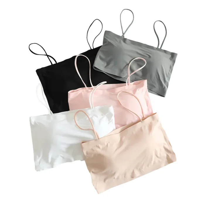 Ice Silk Sexy Push Up Bras For Women Crop Top Seamless Sling Tube Top Sleeveless Camisole Underwear Ladies Intimates Bralette - Image 1