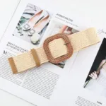 Vintage Bohemian Square Buckle Elastic Braided Belts Women Summer Wild Linen Weave Fake Straw Waist Belt Dress Shirt Decoration - Image 22