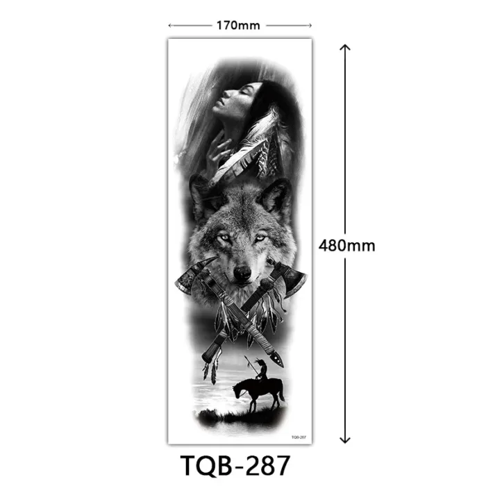 Body Art Full Fake Tatoo Tiger Wolf Flowers Rose Large Arm Tattoo Sticker Full Sleeve Waterproof Semi Permanent Tattoo Women Man - Image 23