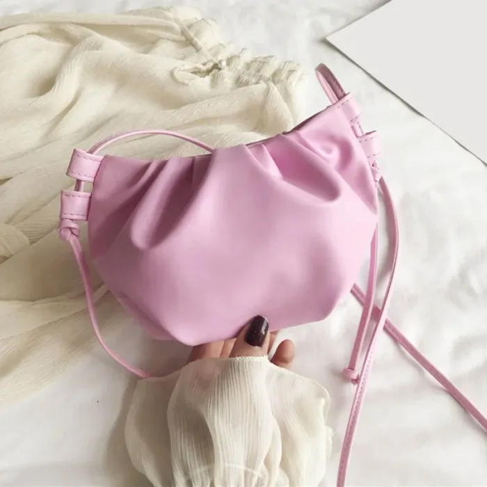 Fashion Women Shoulder Bag New Arrival Crossbody Bag Female Solid Color Pleated Design Ladies Bag Mini Zipper Cloud Bag For Girl - Image 2