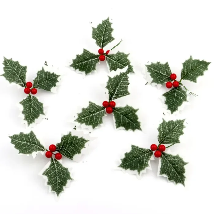 Artificial Holly Berries Green Leaves For DIY Christmas Wreath Wedding Flower Home Wedding Party Decoration Fake Berries - Image 5