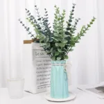 12/10PCS Eucalyptus Leaves Bunch Branch Artificial Plastic Plants Leaves Green Stems Wedding Faux Fake Flowers Cake DIY Decor - Image 4