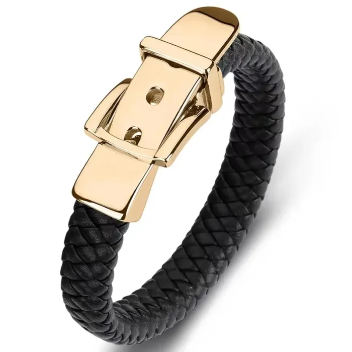 European and American Style Belt Buckle Stainless Steel Trendy Punk Style Men's Bracelet Multicolor Wide Leather Rope Bracelet - Image 14