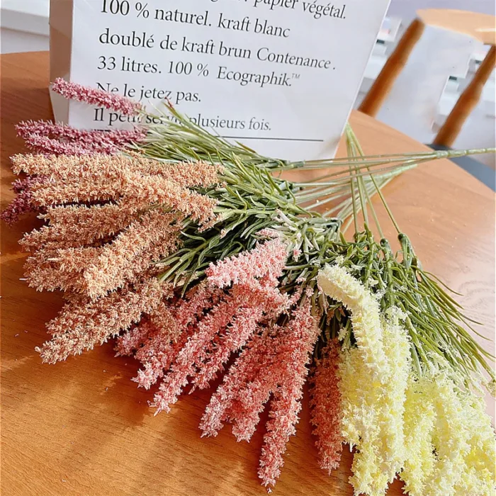 Artificial Lavender Autumn Flower White Foam Bridal Bouquet Plastic Fake Plant Grass For Christmas Home Wedding Table Decor - Image 6