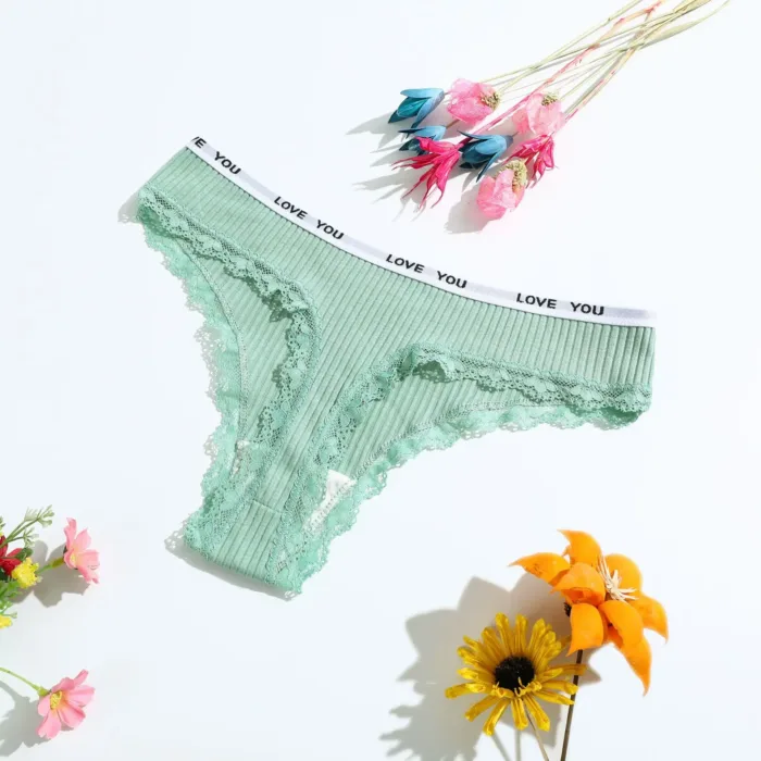 Thong Cotton Sexy Ladies Panties Women's Underwear Low Waist Solid Color Shorts Black Invisible Lace T-st - Image 10