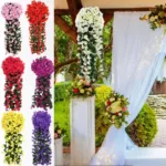 10-1Pack Artificial Violet Flower Vines Plastic Fake Flowers Wall Hanging Plants Wisteria Garland Wedding Home Garden Decoration - Image 2