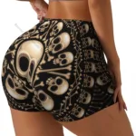 Women's Yoga Shorts Skulls And Pink Flowers Scrunch Booty Butt Lifting Comfort Fitness Gym - Image 7